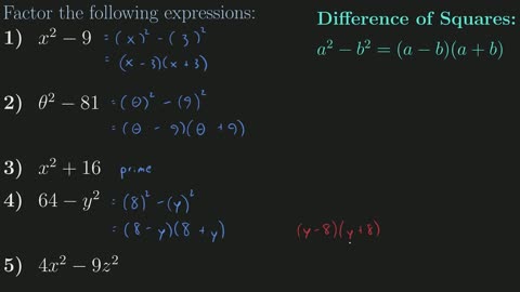 Math teacher EXPLAINS difference of squares formula with EXAMPLES
