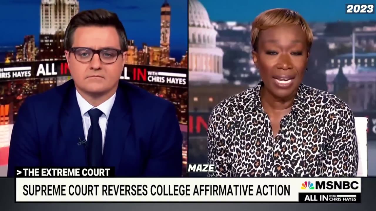 2023. Joy Reid: "Let me be clear, I got into Harvard only because of affirmative action."