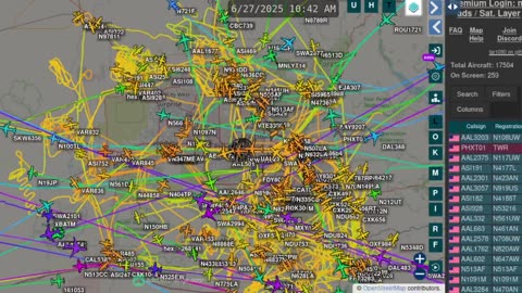 Phoenix Arizona - 83hr blk + of Airplane Mafia Traffic over Arizona - Time Lapsed - June 27th 2025 -