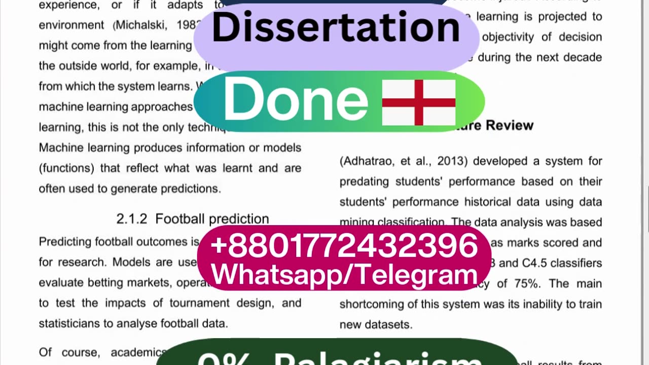 Student Work(Dissertation)|CDT6200-1920 Final Year Dissertation Preview| Machine Learning inFootball