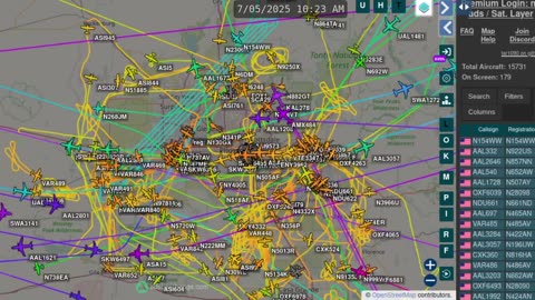 Bird Mafia Utah airplane time lapsed data for Phoenix Arizona - July 5th 2025 - no audio -