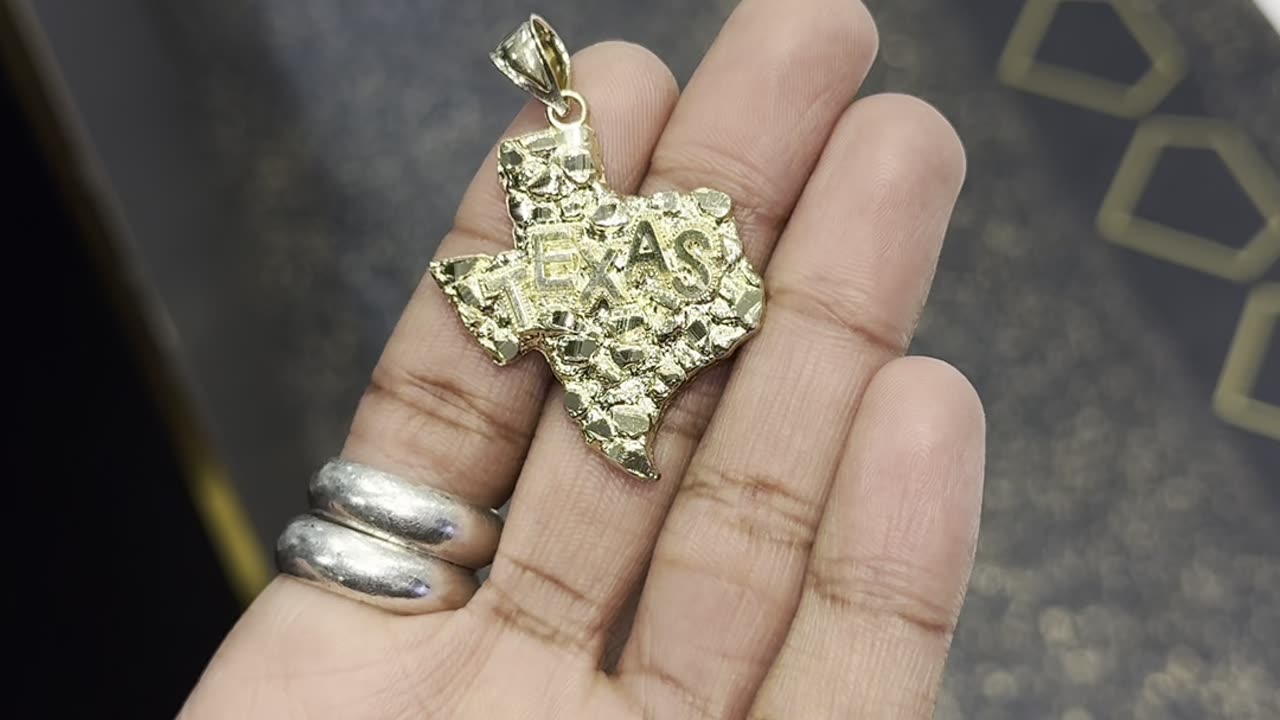 10k Gold Texas and Africa Nugget Pendants