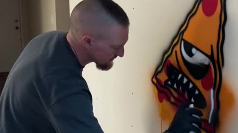 PIZZA MONSTER SPRAY PAINT ART