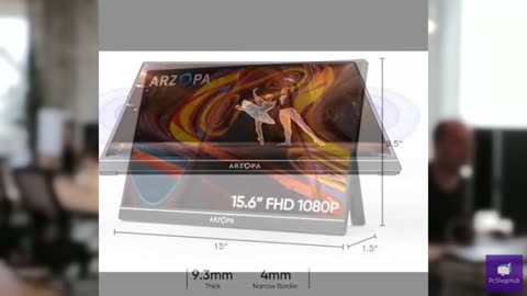 ARZOPA Portable Monitor 15.6'' FHD 1080P - Ultra-Slim Portable Laptop Monitor wi