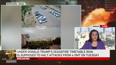 Iran attacks Israel with missiles after ceasefire, Beersheva hit, casualties reported