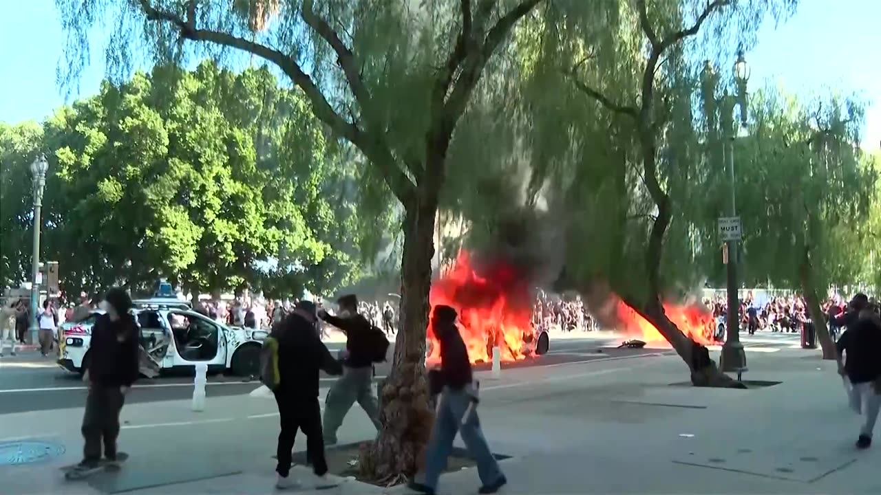 Protesters set Waymo cars on fire in Los Angeles anti-ICE protests