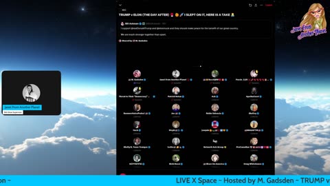 LIVE X SPACE ~ TRUMP vs Elon ~ Hosted by M. Gadsen