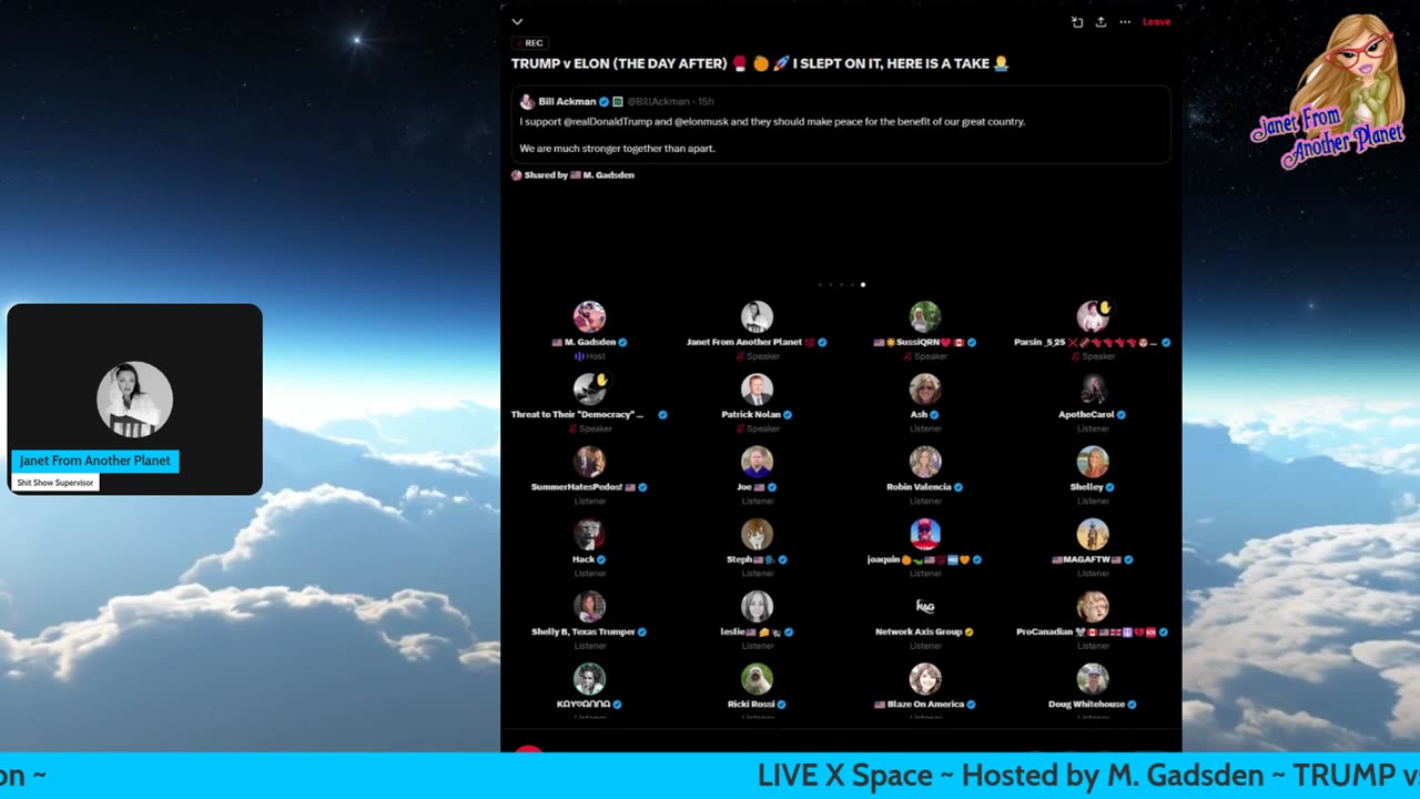 LIVE X SPACE ~ TRUMP vs Elon ~ Hosted by M. Gadsen