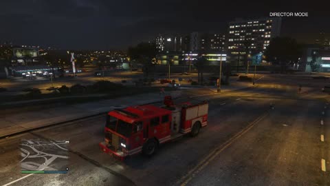 GTAV: Having Fun with Firetruck Water Cannon (Director Mode)-Date 7/17/2018