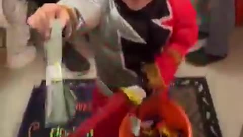 Giving iphone instead of candy on place.