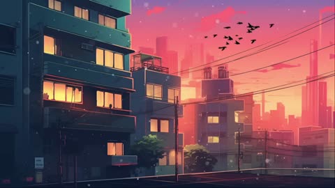 Sunset in Lofi Town 🌇 | Chill Rainy Beats for Study & Relaxation ☔