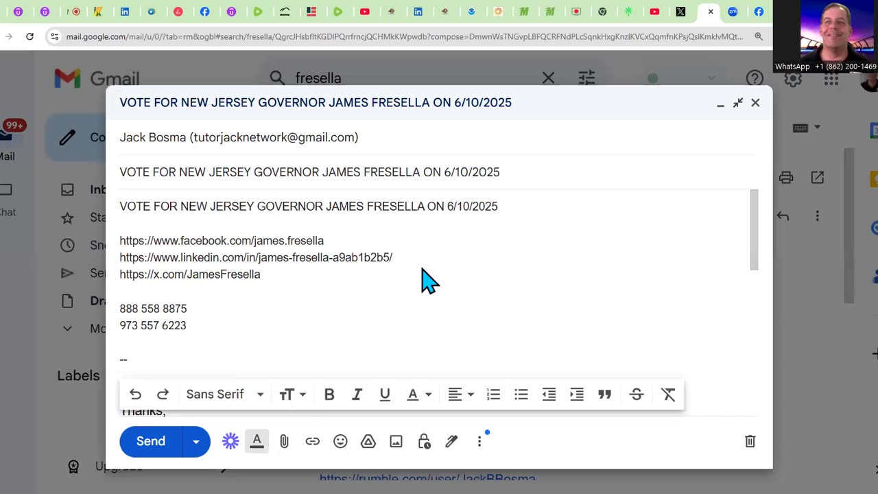 VOTE FOR NEW JERSEY GOVERNOR JAMES FRESELLA ON 6/10/2025