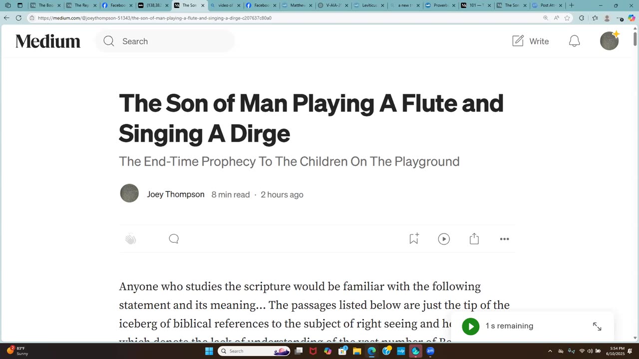 The Son of Man Playing the Flute, singing a Dirge