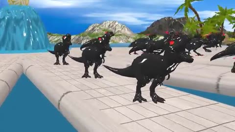 Paint Animals Dinosaur T-Rex Herbivores and Carnivores Dinosaurs Fountain Crossing Animal Cartoon