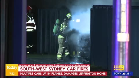 Multiple cars up in flames in Sydney 🐒🐒🐒 [?] ｜ 9 News Australia