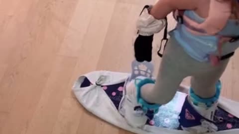 Little Snowboarder Practices at Home 😂🏂
