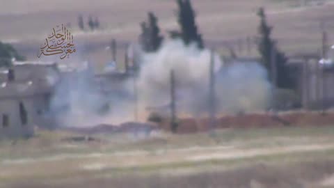 Syrian War Qasr al Mukharram, NE. Hama, recoiless rifle hit on Gvozdika (Ahrar al Sham) 2013.05.16