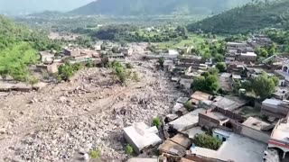 Drone footage reveals flood damage in Pakistan's Buner district