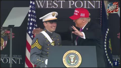 President Trump at West Point US Military Graduation Brings Cadet to the stage