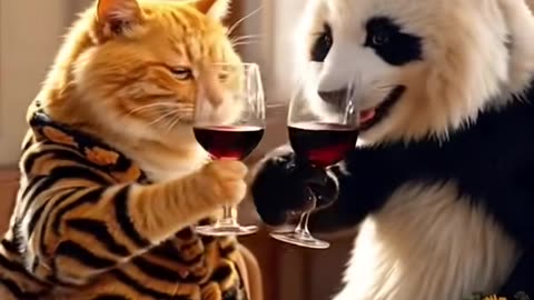 A day in life of a cunning cat & panda