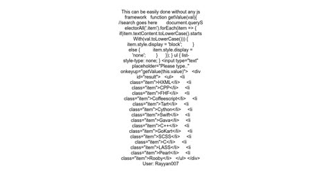How To filter div element based on user input