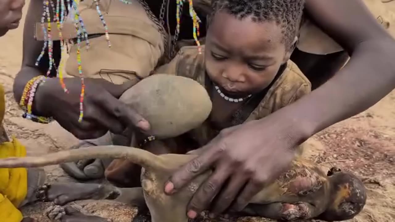 Hadzabe Tribe Enjoy Meal
