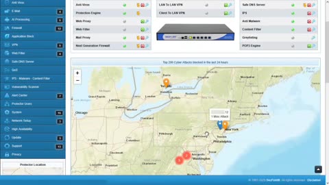 SecPoint Protector UTM Firewall V67 Live World Map Attack Blocking