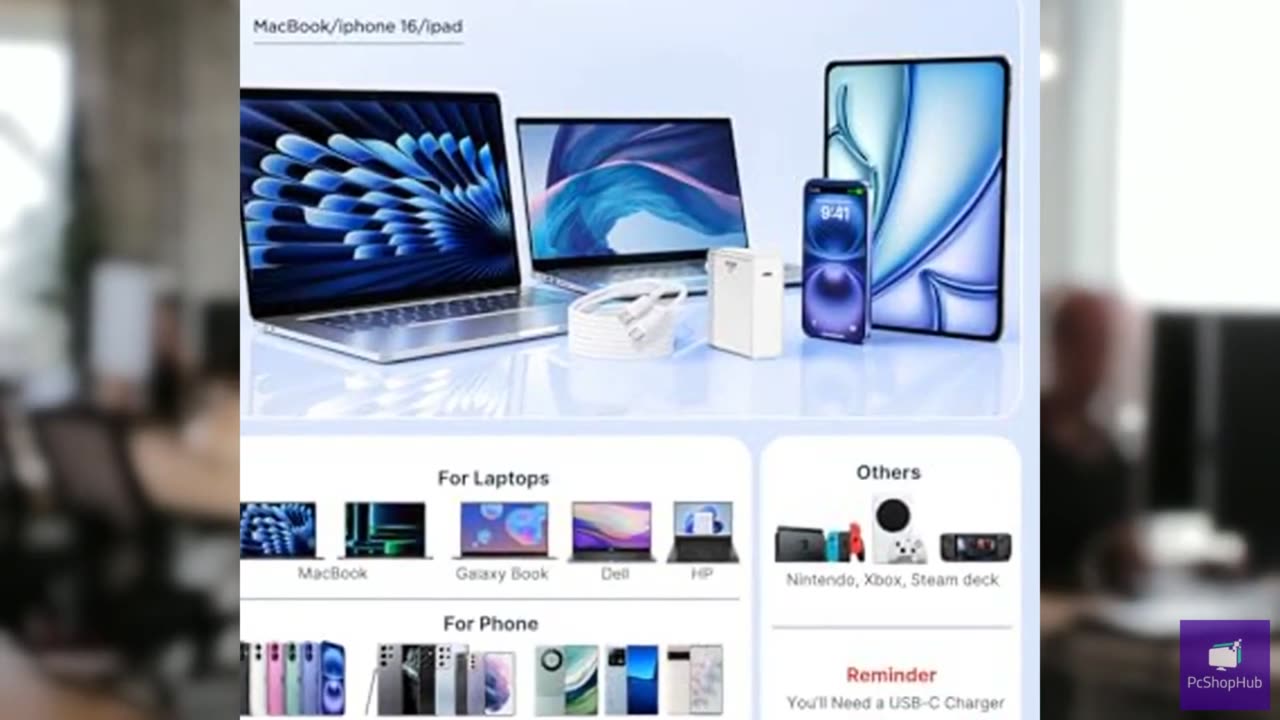 Mac Book Pro Charger - 100W USB C Charger Fast Charger Block for MacBook Air & M