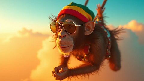 Rasta Monkey Jumping out of a plane