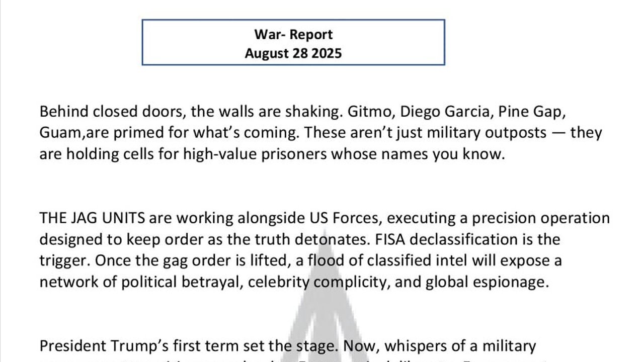 WAR REPORT - AUG 28 2025 - BEHIND CLOSED DOORS THE WALLS ARE SHAKING