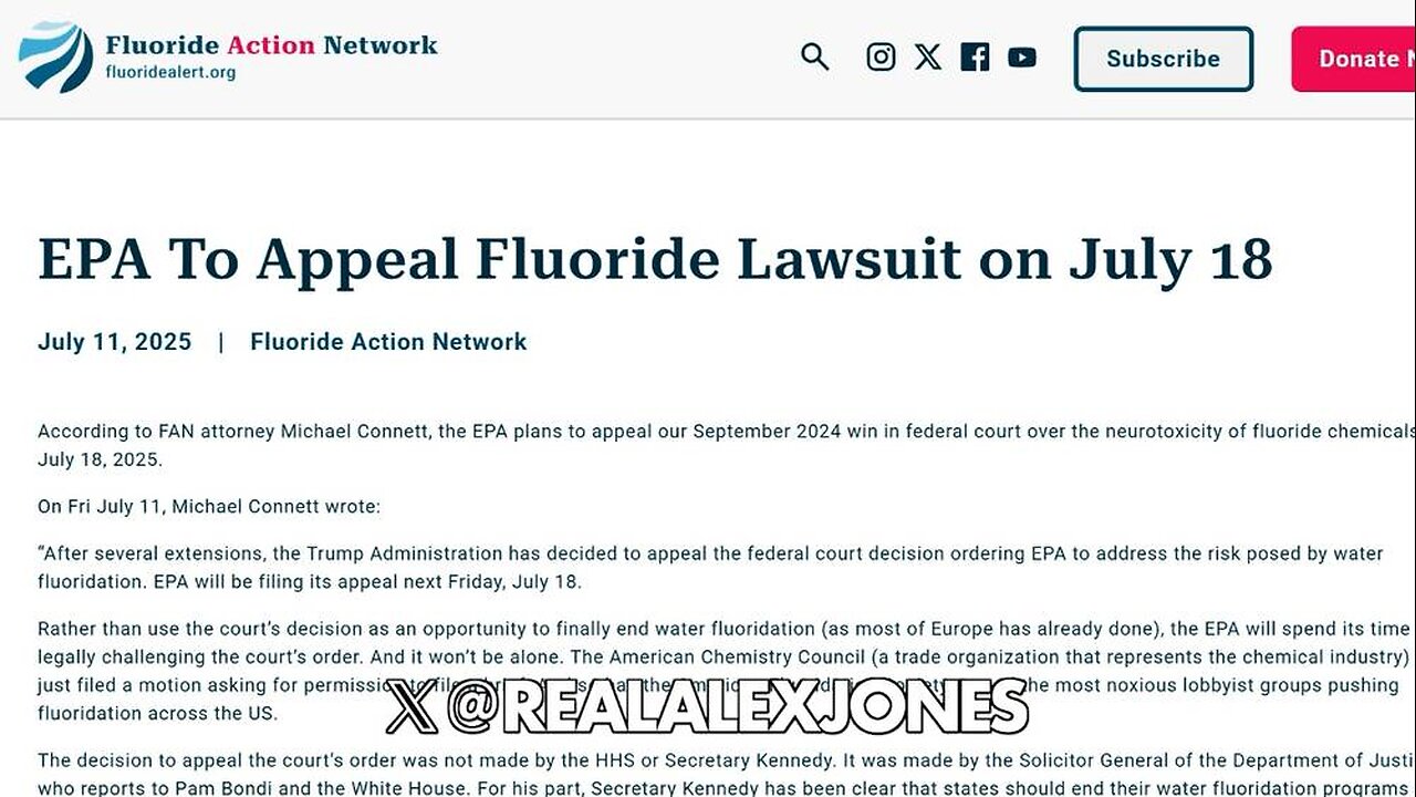 BREAKING: Trump DOJ Fights To Keep Poisonous Fluoride In The Water In Desperate