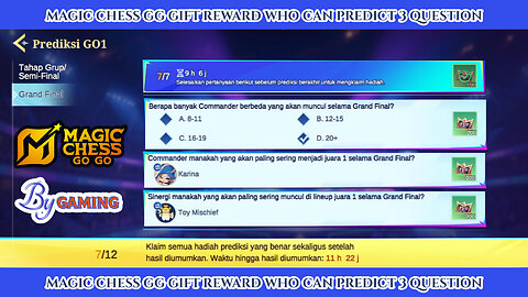 Magic Chess GG Gift Reward who can Predict 3 Question