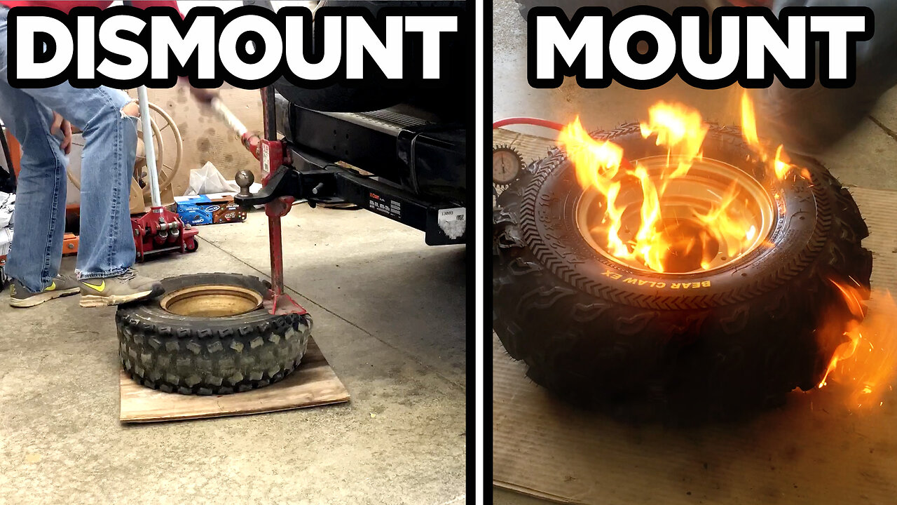 How To Dismount & Mount a Tire At Home - No Special Tools/Equipment Needed!