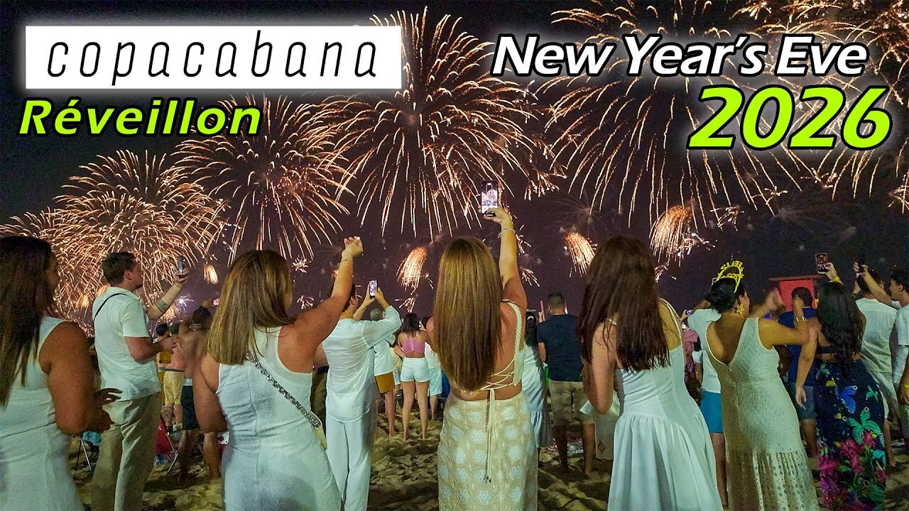 New Years Eve Copacabana 2026 — Drone Show & Fireworks — Reveillon Rio de Janeiro 🇧🇷 Brazil 【 4K 】