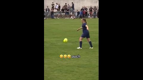 Girl hits soccer ball and it bounces off both defenders faces 🤣