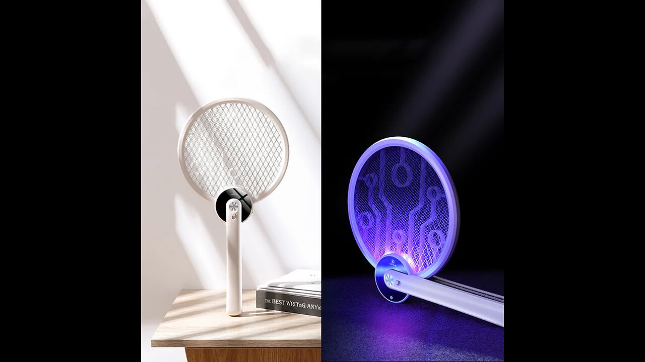 Portable Foldable 2-in-1 Electric Mosquito Swatter with Ultraviolet Mosquito Trap Lamp, Rechargeable