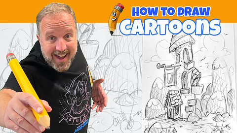 How to draw a cartoon Tower castle