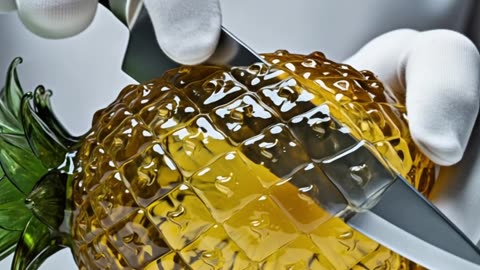 asmr video cutting glass pineapple