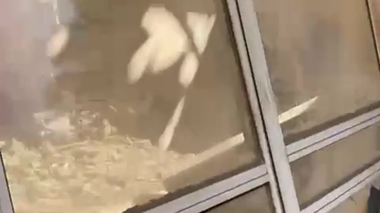 Massive damage caused to a private home by one of the missiles