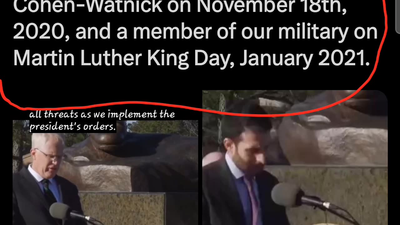 Listen close.Chris Miller and Ezra Cohen/Nov 1 2020, & member of military on MLK, Jan.2021.