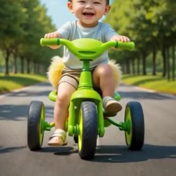 Baby riding tricycle in highway #trending #viral