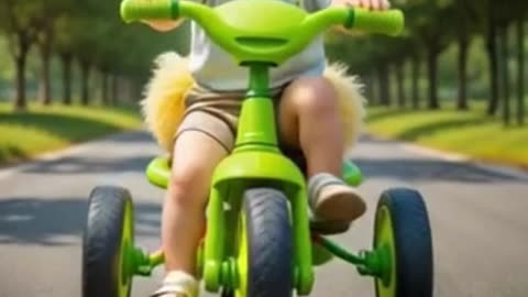 Baby riding tricycle in highway #trending #viral