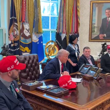 President Trump meets with Wounded Veterans in the Oval Office