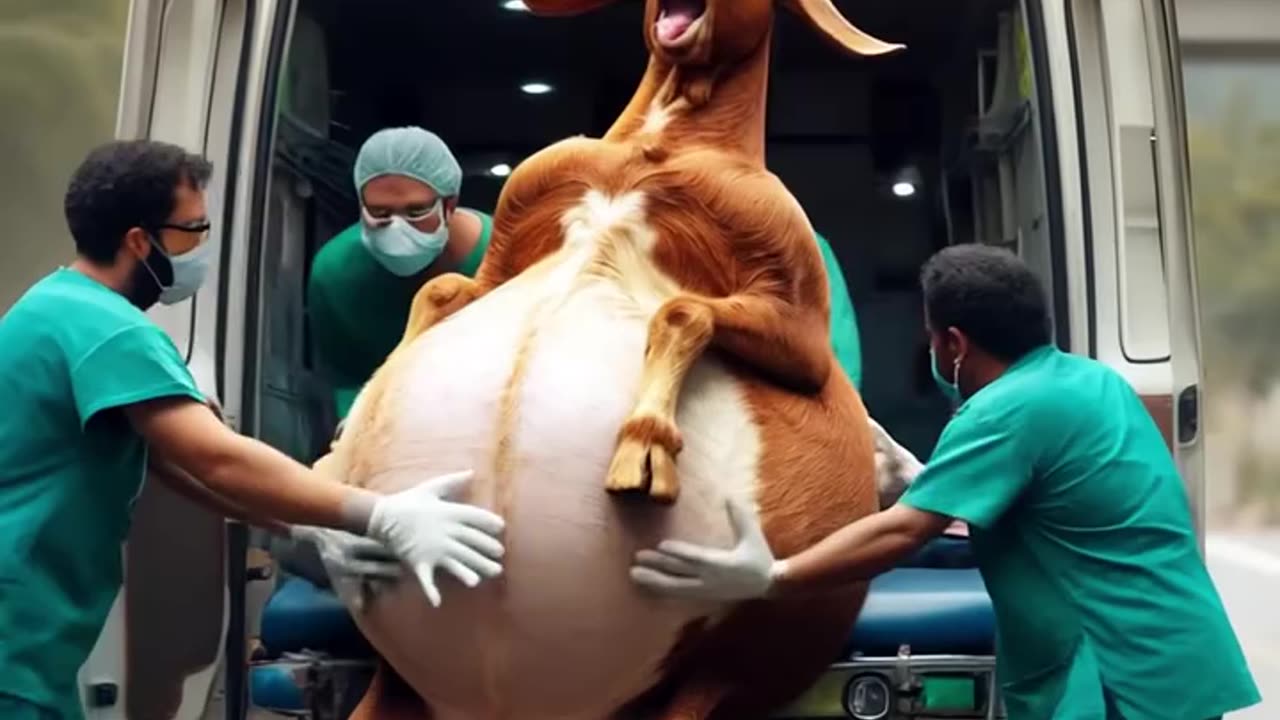 Doctors rescue a brown pregnantgoat