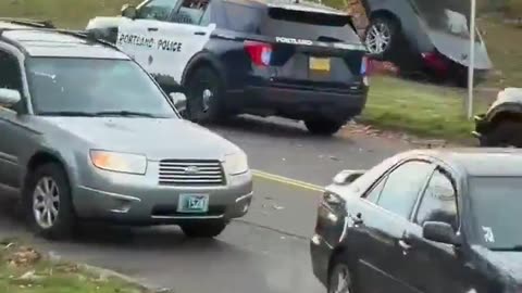 Vehicle Gets Stuck on a Power Line