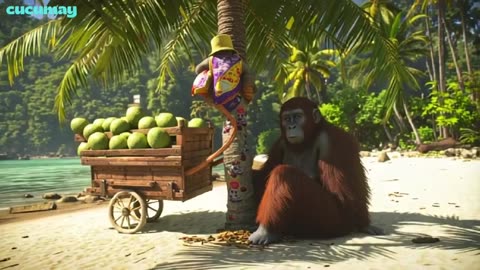 Orangutan Becomes Coconut Ice Seller