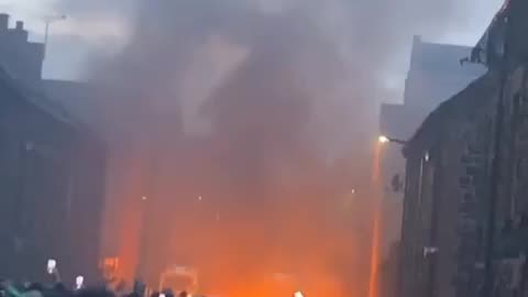 In Ballymena, Northern Ireland, Irish people burn down homes of fake asylum