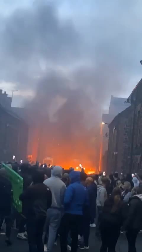 In Ballymena, Northern Ireland, Irish people burn down homes of fake asylum