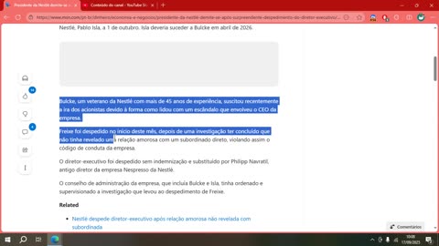 Presidente da Nestlé demite-se após surpreendente despedimento do diretor-executivo