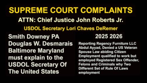 Douglas W. Desmarais Baltimore / USDOL / Supreme Court / President Trump / Regency Furniture LLC